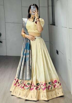 Firozi Weaving Work Silk Lehenga Set for Diwali | Wedding & Festive Wear