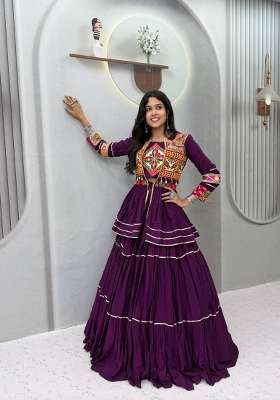 Purple Gamthi Work Cotton Lehenga Set for Diwali | Wedding & Festive Wear