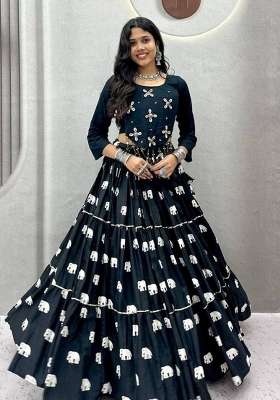 Black Cotton Lehenga Set with Handwork for Diwali | Wedding & Festive Wear