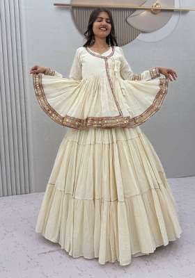 White Cotton Lehenga Set for Diwali | Wedding & Festive Wear