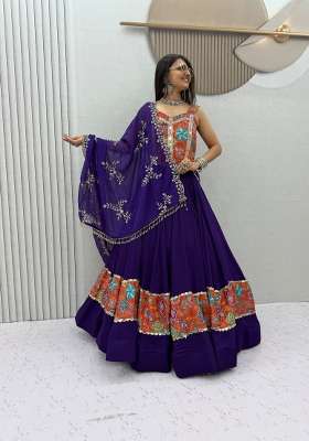 Purple Silk Lehenga Set with Printed for Diwali | Wedding & Festive Wear