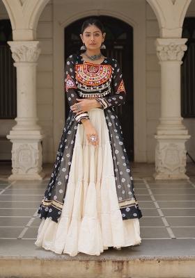 White Kutch Work Cotton Lehenga Set