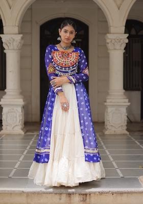 White Kutch Work Cotton Lehenga Set