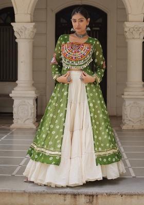 White Kutch Work Cotton Lehenga Set