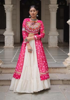 White Kutch Work Cotton Lehenga Set