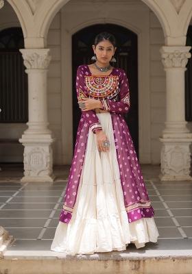 White Kutch Work Cotton Lehenga Set