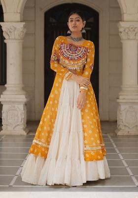 White Kutch Work Cotton Lehenga Set