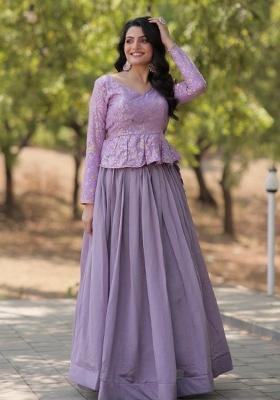 Lavender Sequin Work Shimmer Lehenga Set
