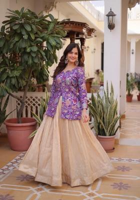 Off White Jacquard Silk Lehenga Set