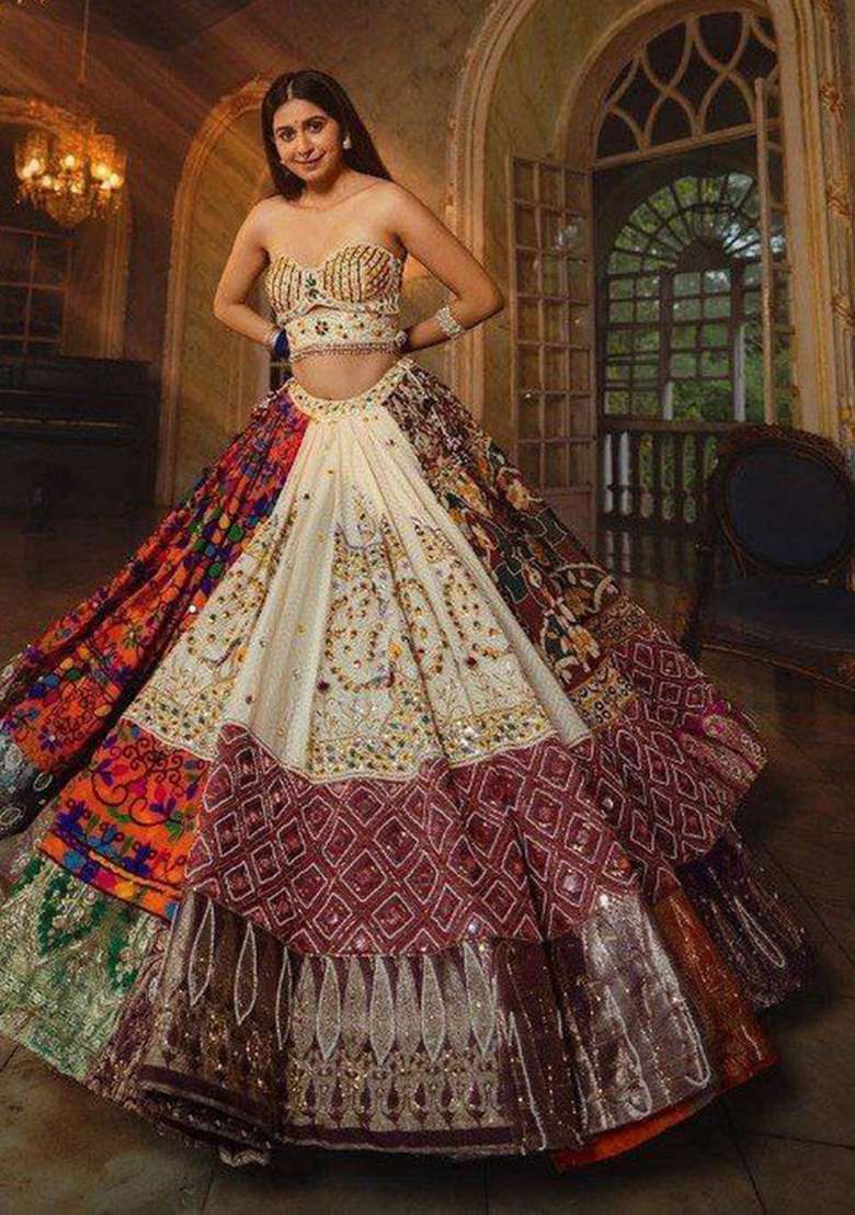 Multicolor Printed Silk Navratri Lehenga Set for Diwali and Festive Wear - Indya