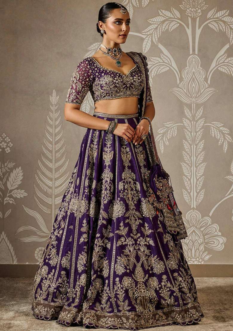 Blue Sequin Work Georgette Lehenga Set - Indya