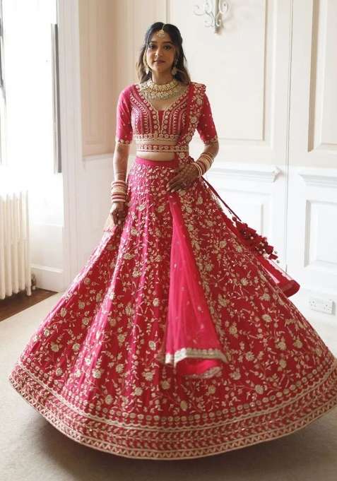 Gajari Embroidered Satin Lehenga Set for Diwali and Festive Wear