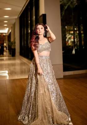 Golden Embroidered Net Lehenga Set