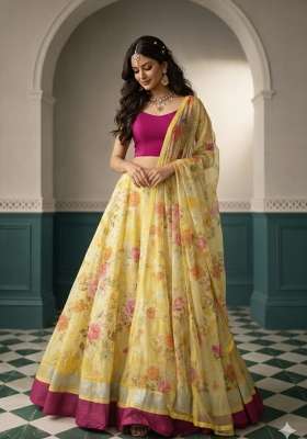 Multicolor Silk Lehenga Set with Printed for Diwali | Wedding & Festive Wear