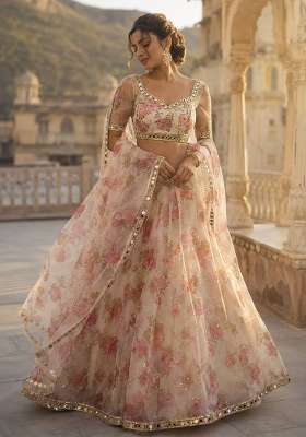 White Embroidery Silk Lehenga Set for Diwali and Festive Wear