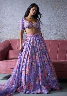 Purple Silk Lehenga Set with Embroidery for Diwali | Wedding & Festive Wear