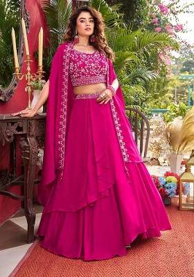 Pink Silk Navratri Lehenga Set with Embroidery for Diwali | Wedding & Festive Wear