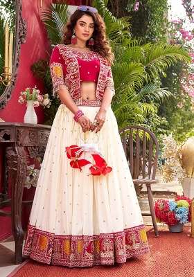 Pink Silk Navratri Lehenga Set with Embroidery for Diwali | Wedding & Festive Wear