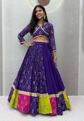 Blue Embroidery Georgette Navratri Lehenga Set for Diwali and Festive Wear