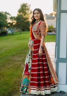 Multicolor Navratri Cotton Lehenga Set with Embroidery for Diwali | Wedding & Festive Wear