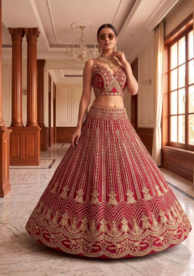 Pink Sequin Work Net Lehenga Set for Diwali and Festive Wear - Indya