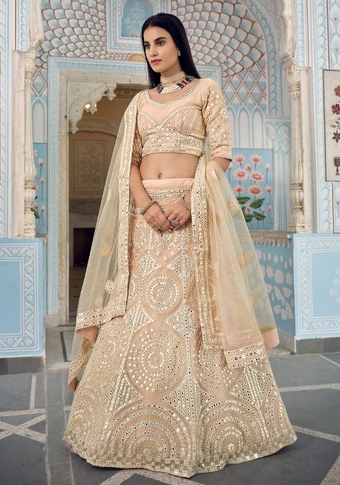 Red Embroidered Organza Lehenga Set