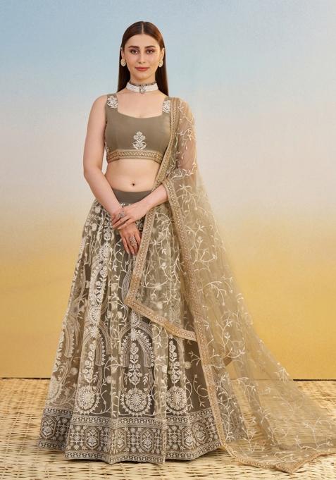 Ivory Net Lehenga Set