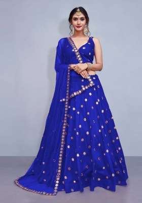 Royal Blue Silk Lehenga Set with Embroidery for Diwali | Wedding & Festive Wear