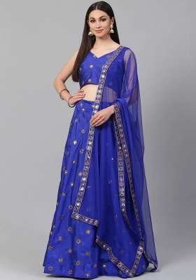 Royal Blue Embroidery Silk Lehenga Set for Diwali and Festive Wear