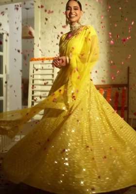 Yellow Embroidery Georgette Lehenga Set for Diwali and Festive Wear