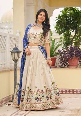 Blue Georgette Lehenga Set with Embroidery for Diwali | Wedding & Festive Wear