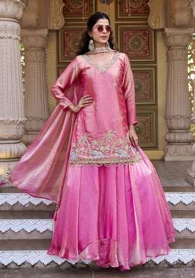 Pink Fendi Lehenga Set with Embroidery for Diwali | Wedding & Festive Wear