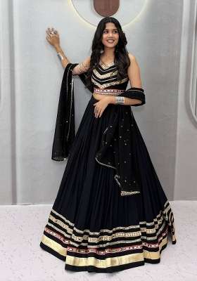 Black Lace Work Georgette Lehenga Set for Diwali | Wedding & Festive Wear