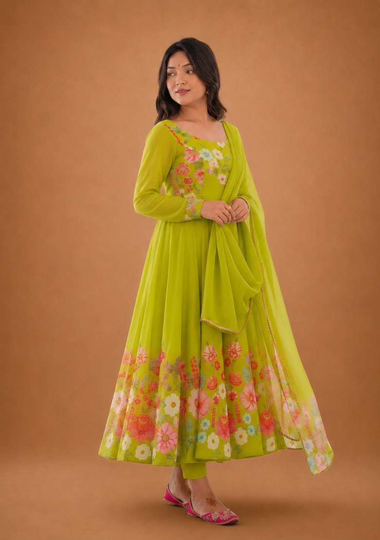 Liril Zari Work Silk Anarkali Set - Indya