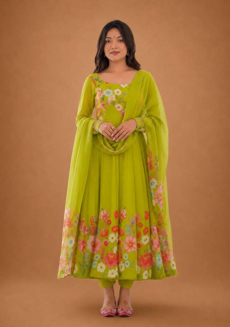 Liril Zari Work Silk Anarkali Set - Indya