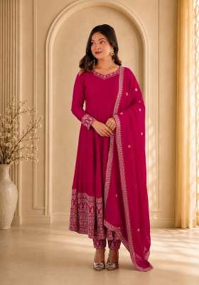 Pink Sequin Work Silk Lehenga Set