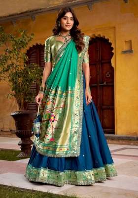 Blue Work Silk Lehenga Set with Sequin for Diwali | Wedding & Festive Wear