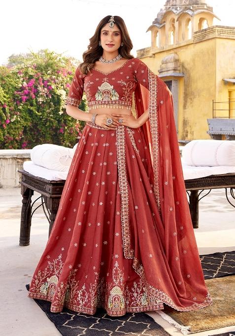 Maroon Sequin Work Crush Lehenga Set