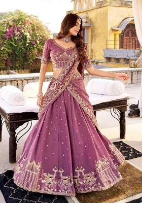 Lavender Work Crush Lehenga Set with Sequin for Diwali | Wedding & Festive Wear