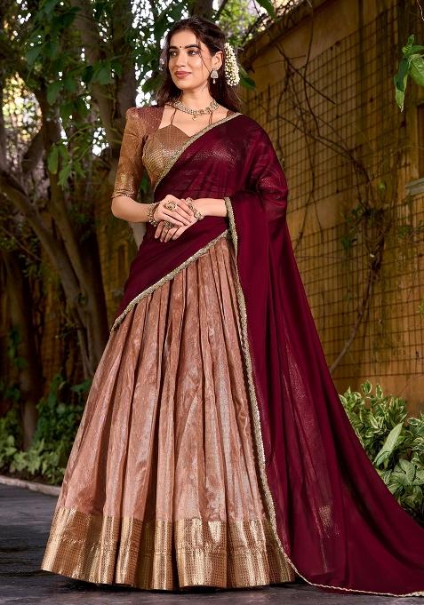 Peacock Zari Work Silk Lehenga Set