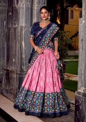 Pink Silk Lehenga Set with Printed for Diwali | Wedding & Festive Wear