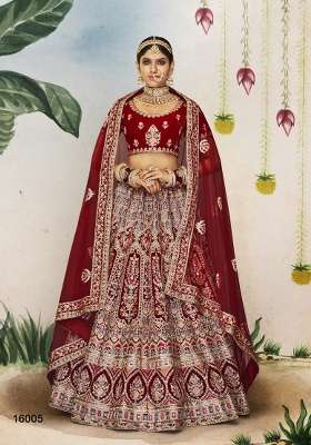 Maroon Embroidered Net Lehenga Set