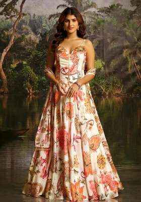 Off White Georgette Lehenga Set with Hand Work for Diwali | Wedding & Festive Wear