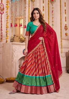 Multicolor Silk Blend Lehenga Set with Zari Work for Diwali | Wedding & Festive Wear