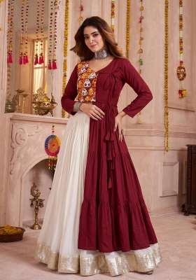 Off White Blended Lehenga Set with Mirror Work for Diwali | Wedding & Festive Wear