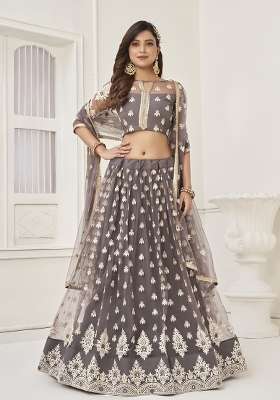 Space Grey Net Lehenga Set for Diwali | Wedding & Festive Wear