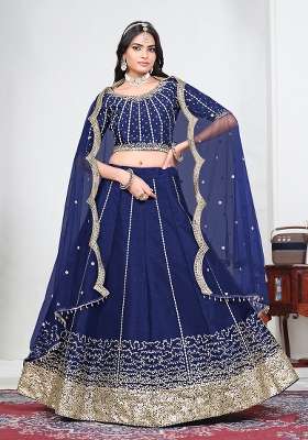 Violet Silk Lehenga Set with Embroidery for Diwali | Wedding & Festive Wear