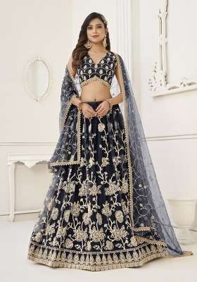 Black Embroidery Net Lehenga Set for Diwali and Festive Wear