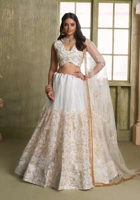 White Embroidery Net Lehenga Set for Diwali and Festive Wear