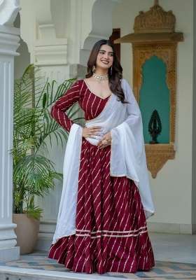 Maroon Embroidery Silk Lehenga Set for Diwali and Festive Wear